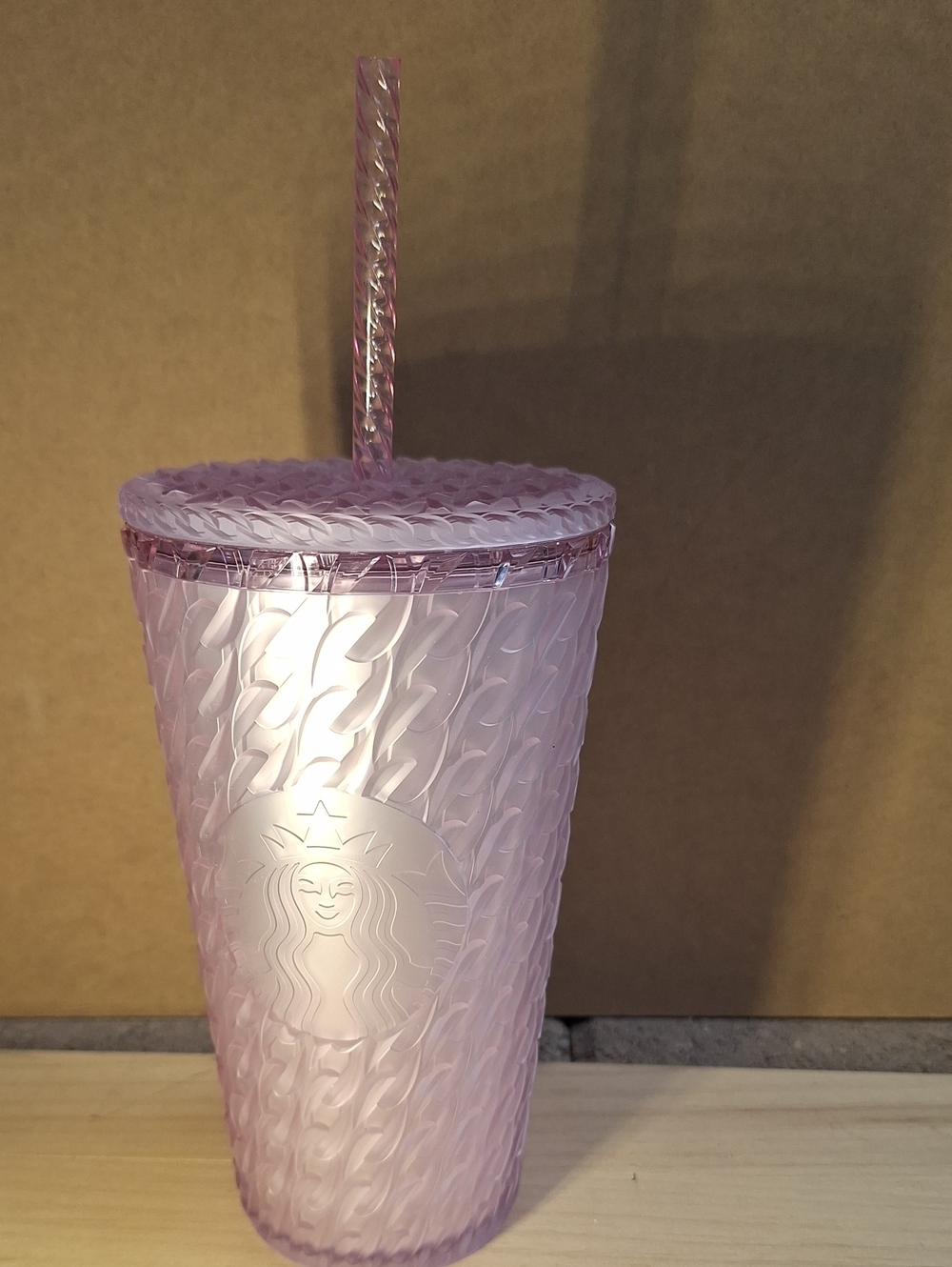 Starbucks 2024 Matte Pink Chain Link Soft Touch Tumbler 16 Oz. Discontinued